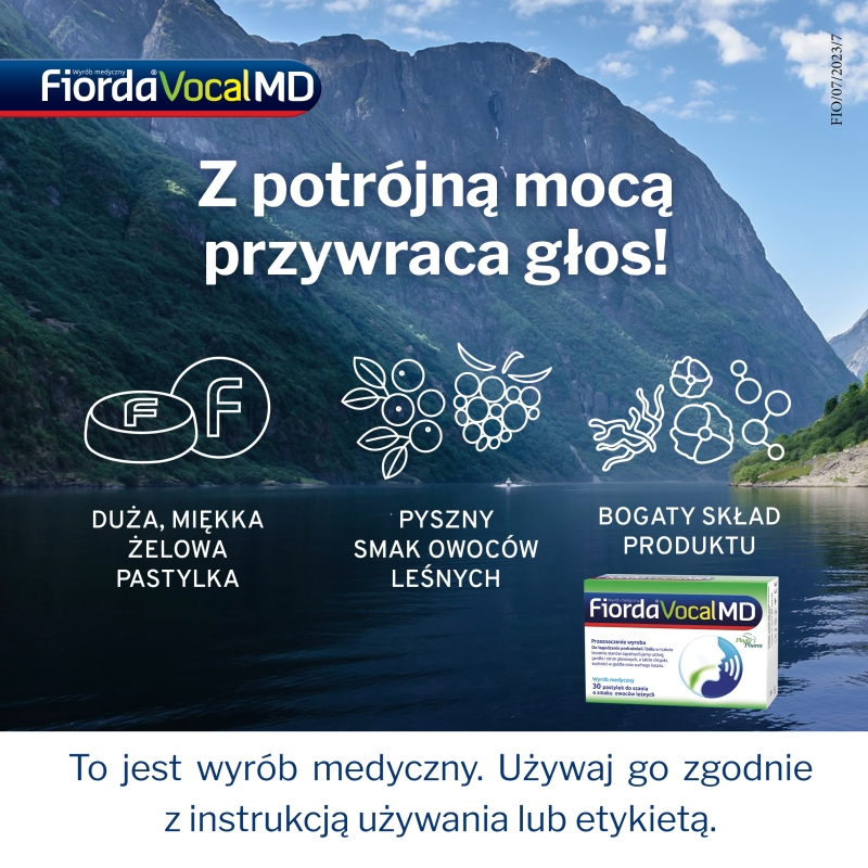 Fiorda Vocal MD, miękkie pastylki na ból gardła o smaku owoców leśnych, 30 szt.