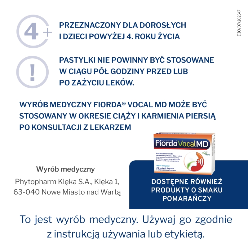 Fiorda Vocal MD, miękkie pastylki na ból gardła o smaku owoców leśnych, 30 szt.