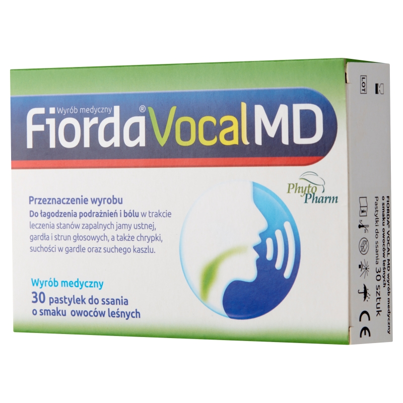 Fiorda Vocal MD, miękkie pastylki na ból gardła o smaku owoców leśnych, 30 szt.