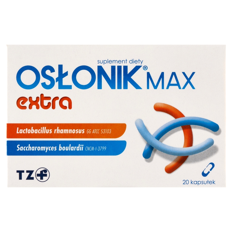 Osłonik Max Extra  kapsułki ze składnikami wspomagającymi prawidłową mikroflorę przewodu pokarmowego, 20 szt.