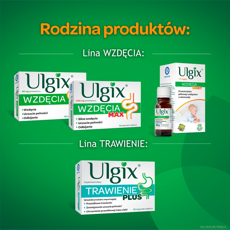 Ulgix wzdęcia max, kapsułki łagodzące odbijanie, uczucie pełności, 30 szt.
