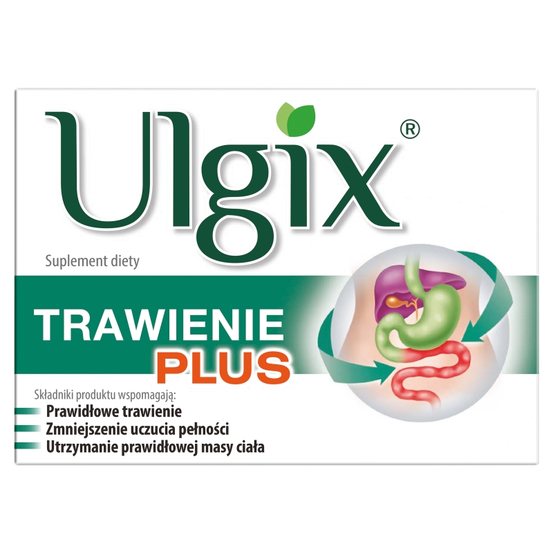 Ulgix Trawienie Plus , kapsułki ze składnikami wspomagającymi prawidłowe trawienie i zmniejszenie uczucia pełności, 30 szt.