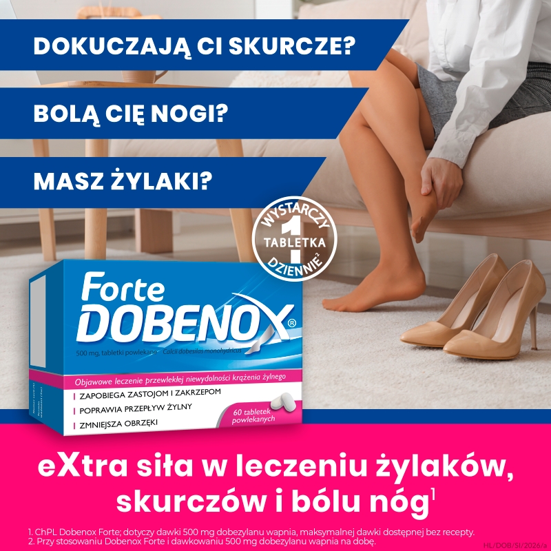 Dobenox forte, tabletki wspomagające leczenie przewlekłej niewydolności krążenia żylnego, 60 szt.