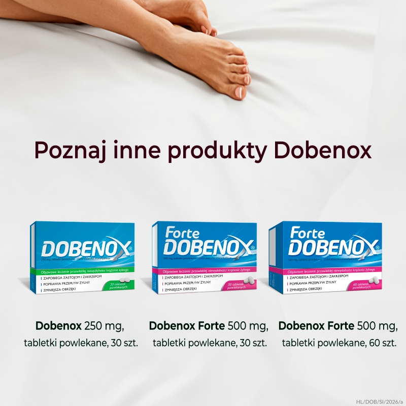 Dobenox forte, tabletki wspomagające leczenie przewlekłej niewydolności krążenia żylnego, 60 szt.