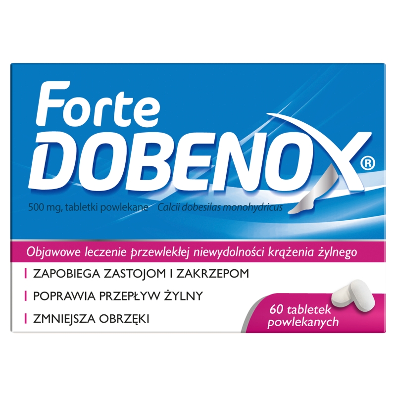 Dobenox forte tabletki wspomagające leczenie przewlekłej niewydolności krążenia żylnego, 60 szt.