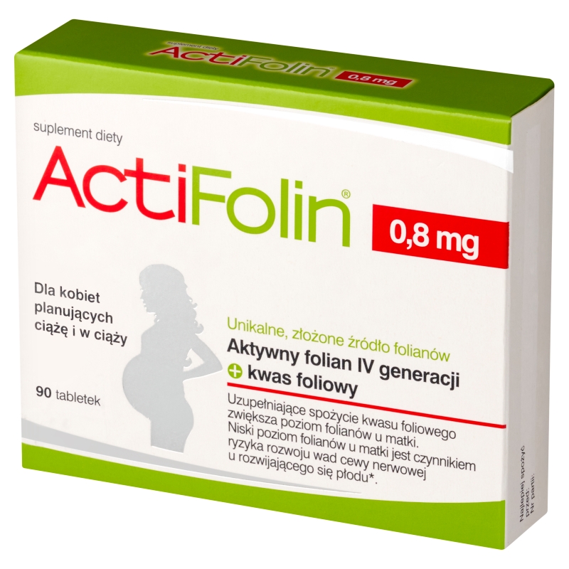ActiFolin, tabletki ze składnikami dla kobiet planujących ciążę i w ciąży, 90 szt.