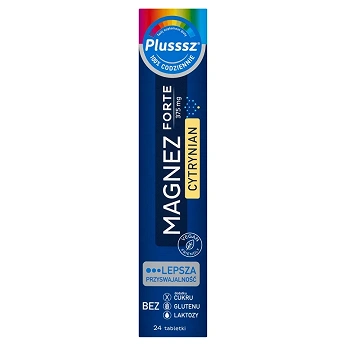 Plusssz Magnez Forte Cytrynian , tabletki musujące o cytrynowym smaku, 24 szt.