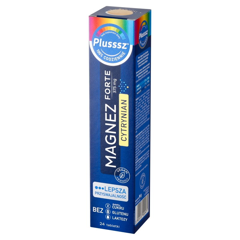 Plusssz Magnez Forte Cytrynian , tabletki musujące, cytrynowe, 24 szt.