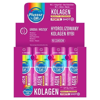 Plusssz Up Kolagen Beauty Blossom, shot o smaku malina-winogrono-czarna porzeczka , 50 ml