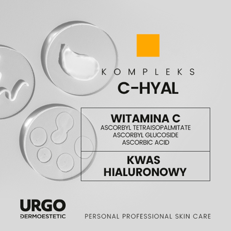 URGO DERMOESTETIC C-Vitalize, zestaw: peeling - 50 ml, ampułka z serum - 4x1 ml, maska do twarzy - 4x2,5 ml