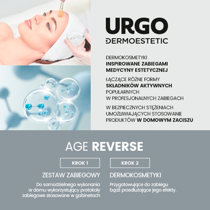 URGO DERMOESTETIC C-Vitalize, zestaw: peeling - 50 ml, ampułka z serum - 4x1 ml, maska do twarzy - 4x2,5 ml