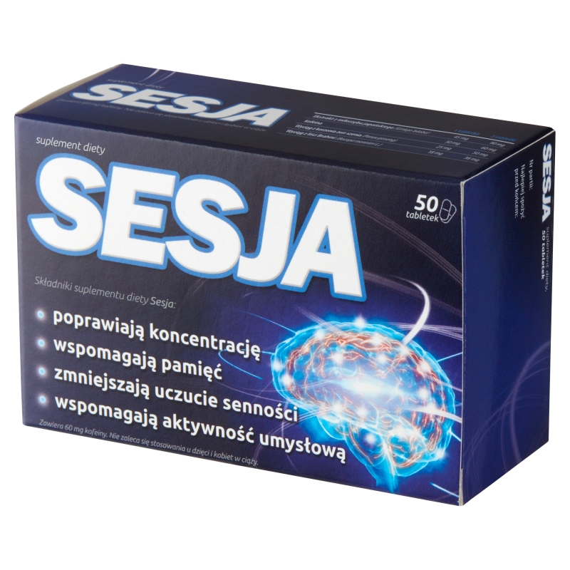 Sesja, tabletki ze składnikami poprawiającymi koncentrację, 50 szt.