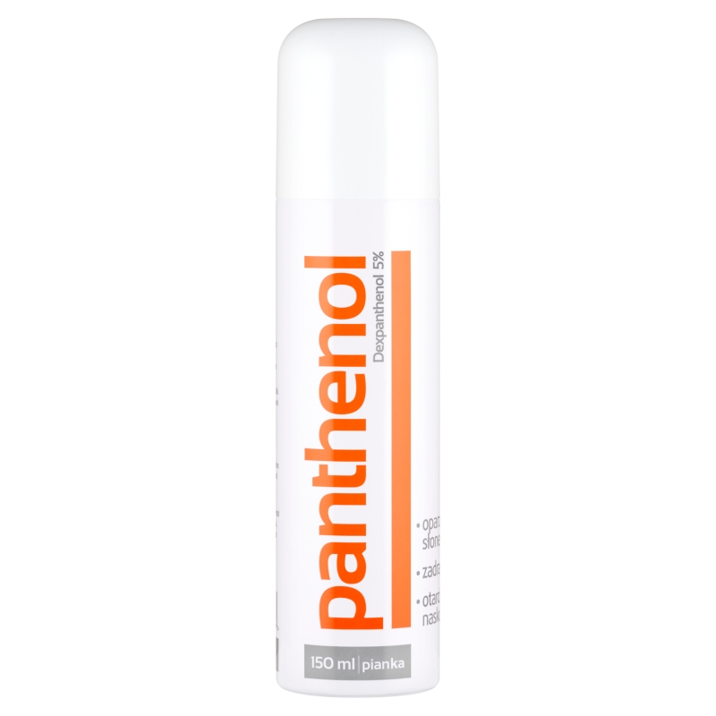 Panthenol Pianka 5 %  przy otarciach naskórka oraz oparzeniach również słonecznych, 150 ml 