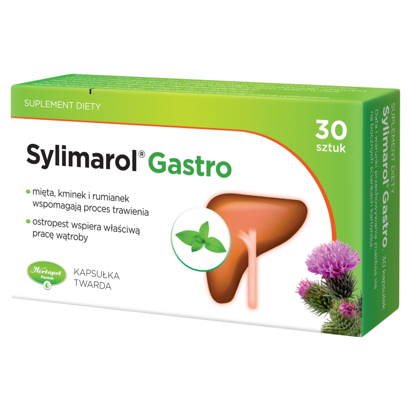 Sylimarol Gastro, kapsułki twarde dla osób dbających o wątrobę, 30 szt.
