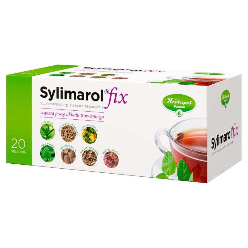 Sylimarol Fix , zioła do zaparzania w saszetkach ze składnikami wspierającymi trawienie, 20 szt.