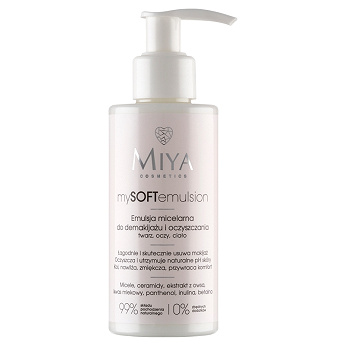 MIYA MY Softtemusion, Emulsja micelarna do demakijażu i oczyszczania, 140 ml