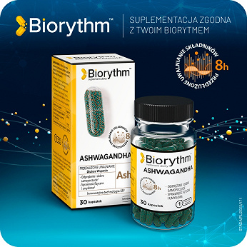 Biorythm Ashwagandha, kapsułki o przedłużonym uwalnianiu ze składnikami wspierającymi odporność, 30 szt.