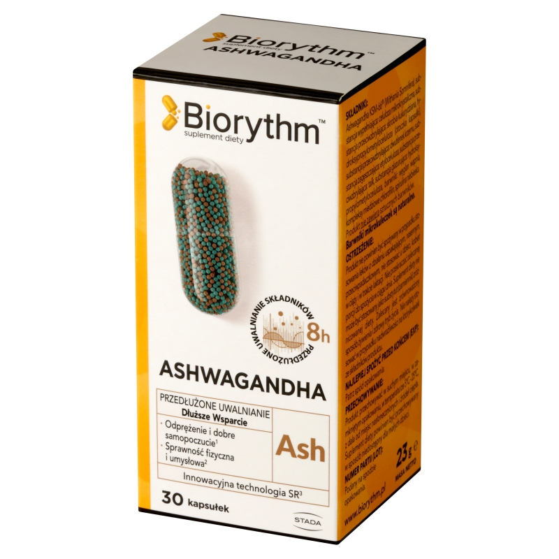 Biorythm Ashwagandha, kapsułki o przedłużonym uwalnianiu ze składnikami wspierającymi odporność, 30 szt.