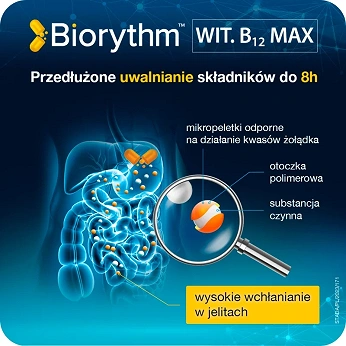 Biorythm Witamina B12, kapsułki o przedłużonym uwalnianiu z witaminą B12, 30 szt.