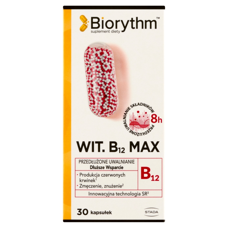 Biorythm Witamina B12 kapsułki o przedłużonym uwalnianiu  z witaminą B12, 30 szt.