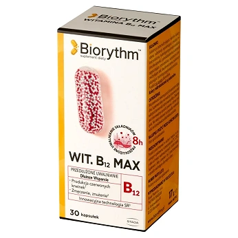 Biorythm Witamina B12, kapsułki o przedłużonym uwalnianiu z witaminą B12, 30 szt.
