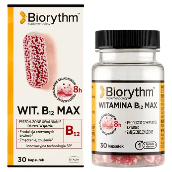 Biorythm Witamina B12, kapsułki o przedłużonym uwalnianiu z witaminą B12, 30 szt.