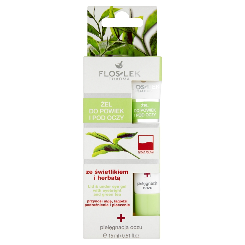 Flos-Lek Żel ze świetlikiem i herbatą  do powiek i pod oczy, 15 ml