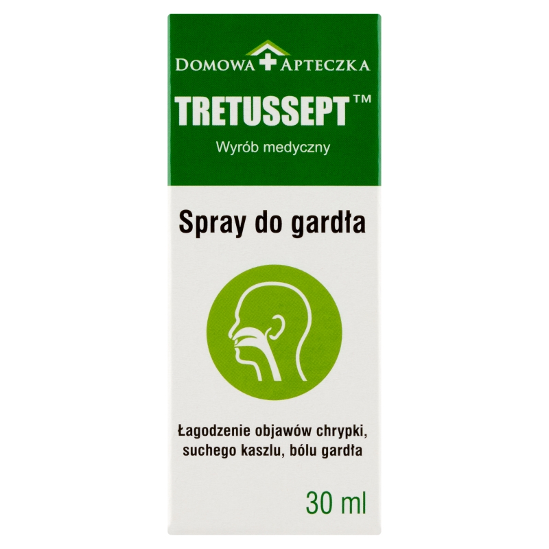 Tretussept, spray łagodzący objawy suchego kaszlu, chrypki i bólu gardła, 30 ml