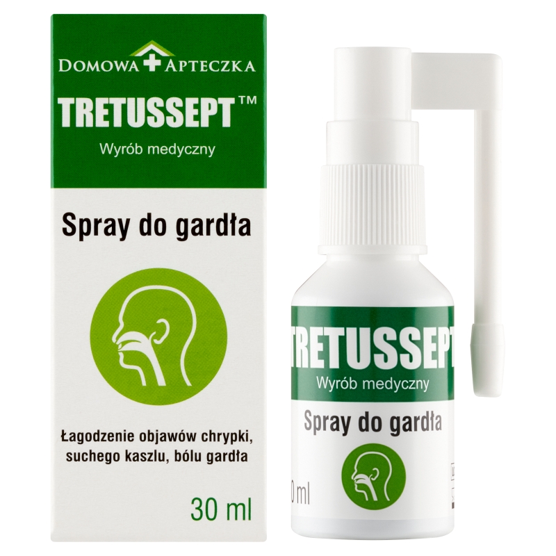 Tretussept, spray łagodzący objawy suchego kaszlu, chrypki i bólu gardła, 30 ml