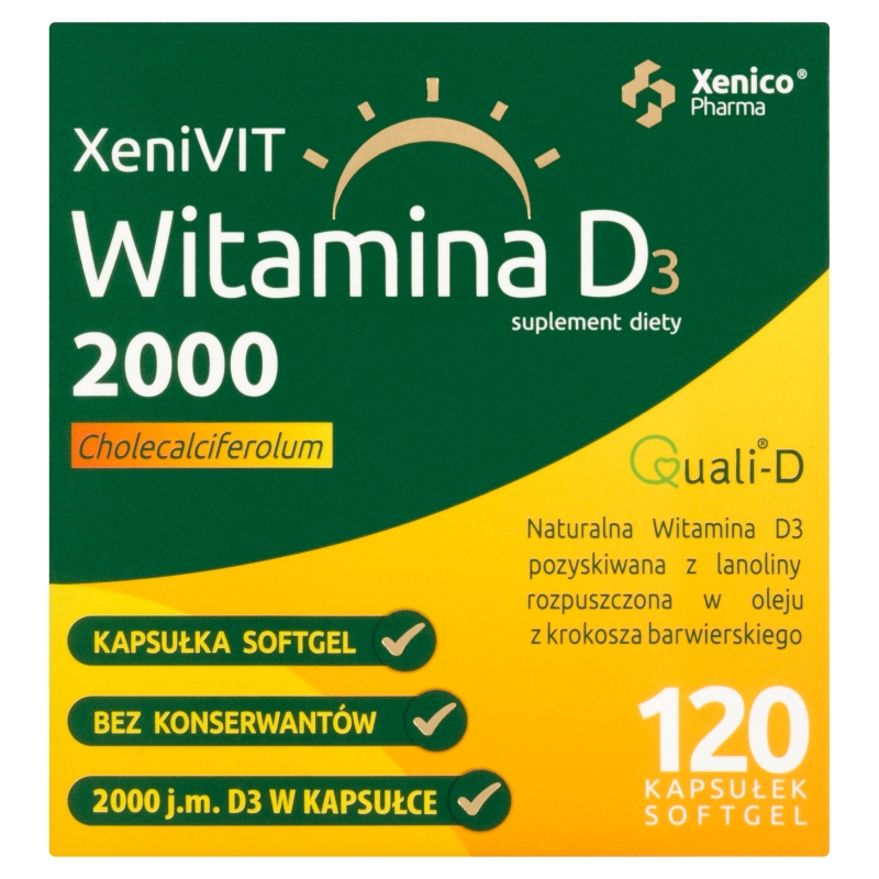 Xenivit Witamina D 2000  kapsułki ze składnikami wspierającymi mocne kości, 120 szt.