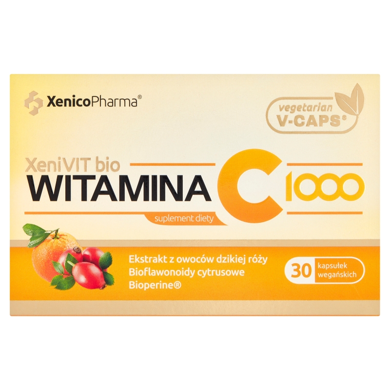 XeniVIT bio Witamina C 1000 kapsułki z ekstraktem z owoców dzikiej róży, 30 szt. 