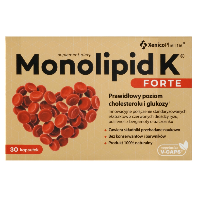Monolipid K Forte kapsułki ze składnikami wspomagającymi  obniżenie poziomu cholesterolu, 30 szt.