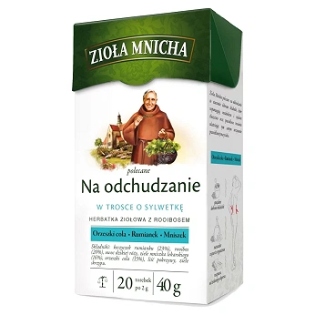Zioła Mnicha, herbata ziołowa na odchudzanie, 20 sasz. po 2 g