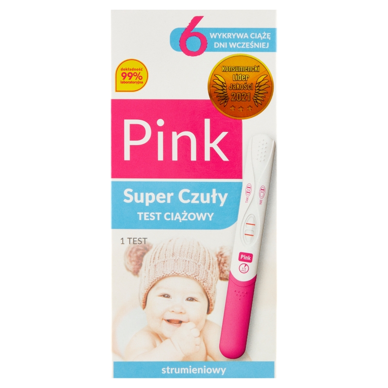 Test ciążowy Pink  Strumieniowy Super Czuły, 1 szt.