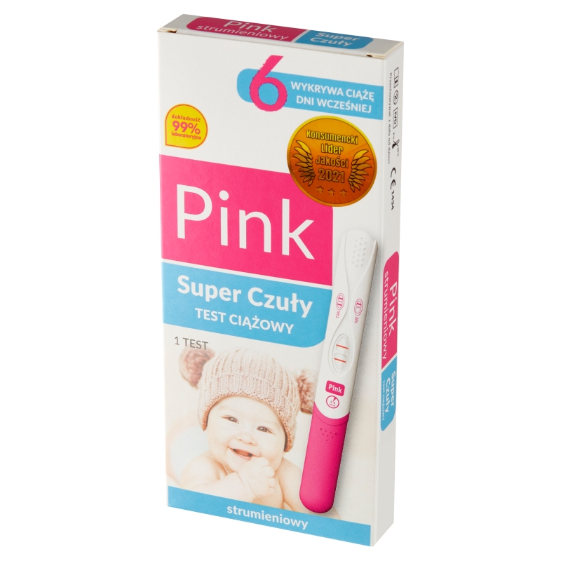 Test ciążowy Pink, Strumieniowy Super Czuły, 1 szt.