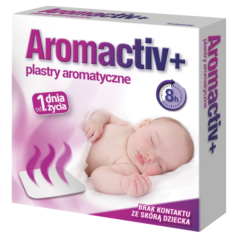 Aromactiv+ plastry aromatyczne, plastry ułatwiające oddychanie, wspomagające leczenie grypy, przeziębienia od 1. dnia życia, 5 szt.