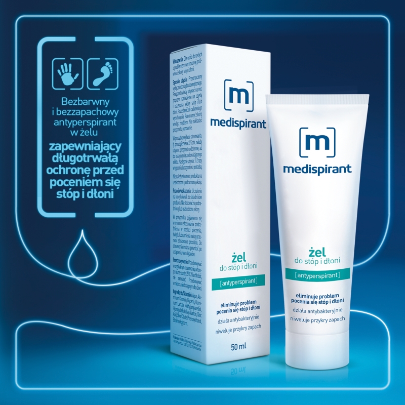 Medispirant, żel na nadmierną potliwość stóp i dłoni, 50 ml