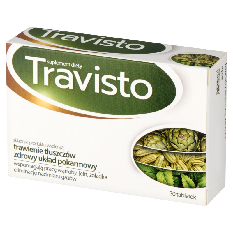 Travisto, tabletki ze składnikami wspomagającymi trawienie oraz pracę wątroby i dróg żółciowych, 30 szt.