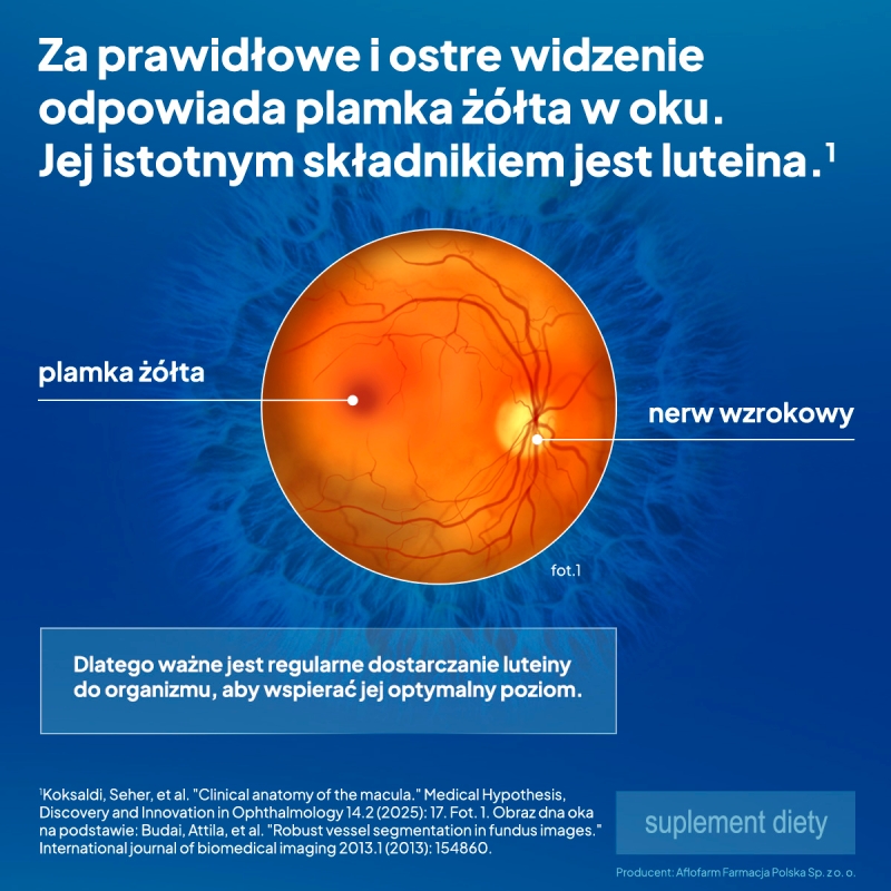Maxiluten, tabletki z wysoką dawką luteiny wspierającą zdrowie oczu oraz utrzymanie prawidłowej ostrości widzenia, 30 szt.