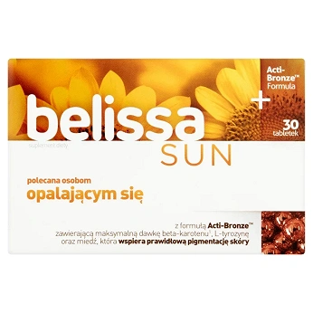 Belissa Sun, tabletki ze składnikami wspomagającymi skórę podczas opalania, 30 szt.