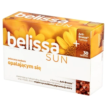 Belissa Sun, tabletki ze składnikami wspomagającymi skórę podczas opalania, 30 szt.