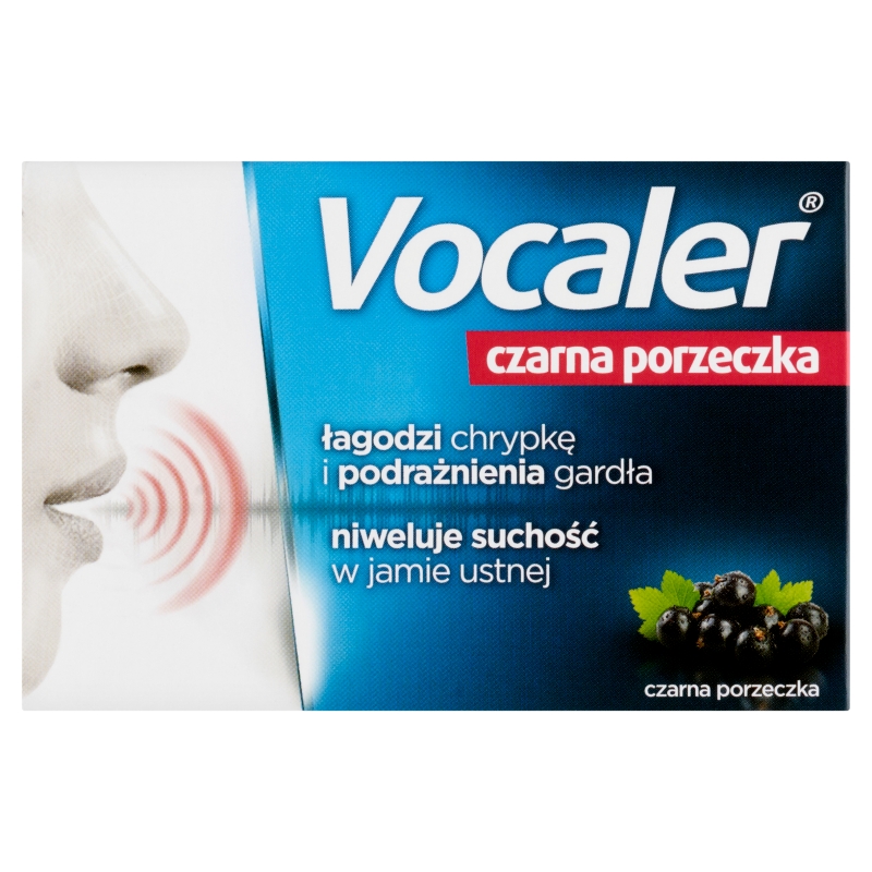 Vocaler czarna porzeczka pastylki do ssania na chrypkę i suchość w gardle, 12 szt.