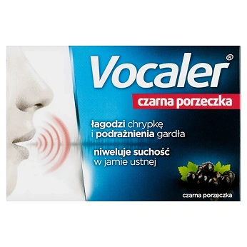Vocaler czarna porzeczka, pastylki do ssania na chrypkę i suchość w gardle, 12 szt.
