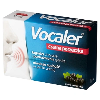 Vocaler czarna porzeczka, pastylki do ssania na chrypkę i suchość w gardle, 12 szt.