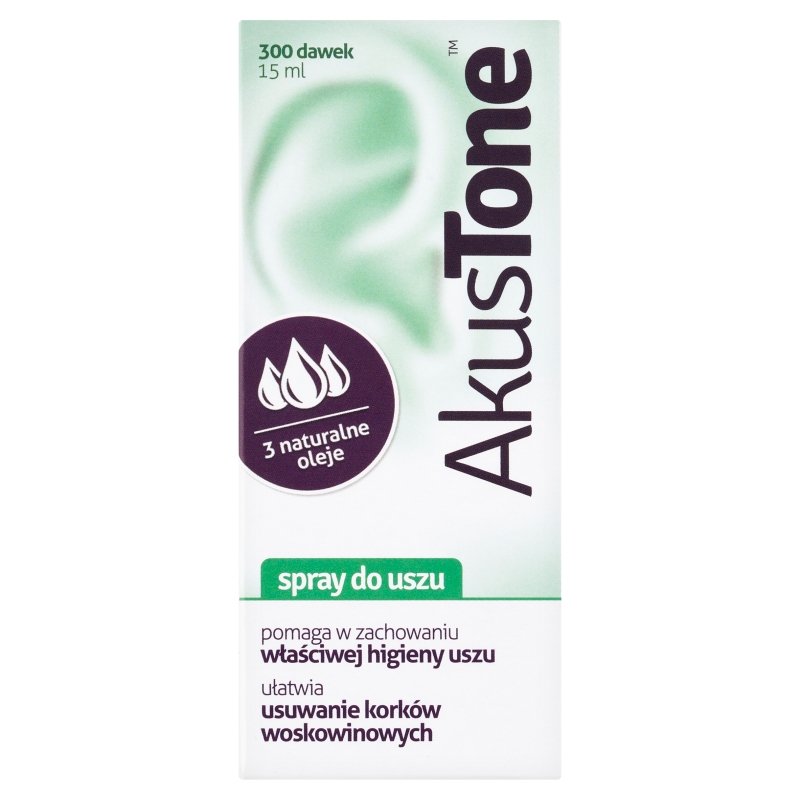 AkusTone spray wspomagający higienę uszu, usuwanie korków woskowinowych, 15 ml