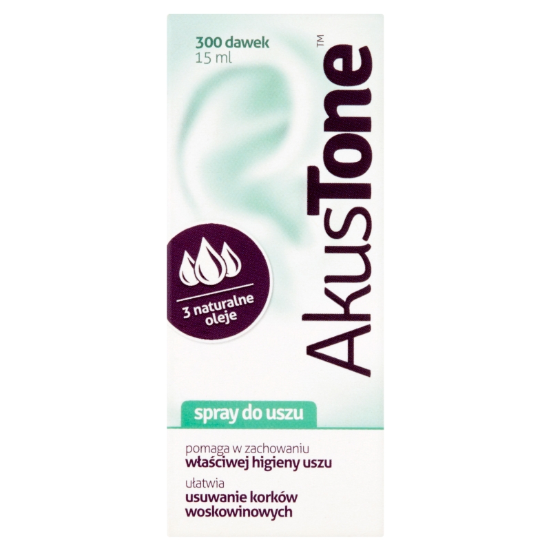 AkusTone, spray wspomagający higienę uszu, usuwanie korków woskowinowych, 15 ml