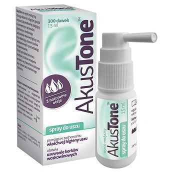 AkusTone, spray wspomagający higienę uszu, usuwanie korków woskowinowych, 15 ml
