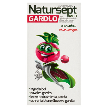 Natursept MED Gardło , lizaki na ból gardła o smaku wiśniowym, 6 szt.
