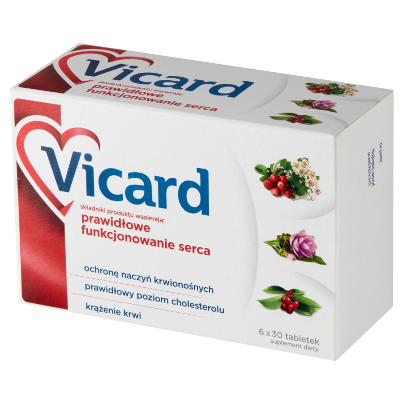 Vicard , tabletki ze składnikami wspierającymi prawidłową pracę serca, 180 szt.