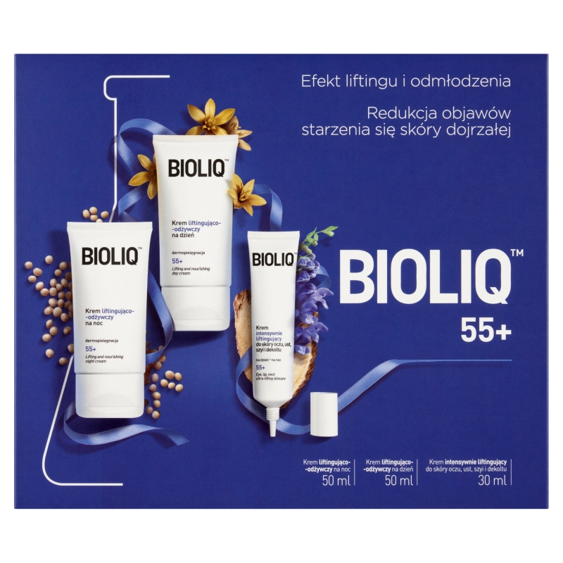Bioliq 55+, zestaw: krem na dzień – 50 ml + krem na noc – 50 ml + krem do skóry wokół oczu – 30 ml